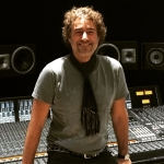 Alex Golding in studio with SSL Duality mixing console